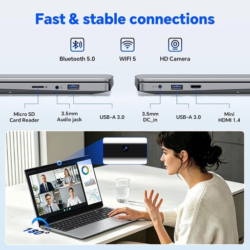 EYY 2026 Laptop Computer, 15.6" Laptops with Office 2024, Intel Pentium 4425Y Processor, 4GB RAM 128GB SSD, FHD IPS Display, Win 11 pro, WiFi 5, BT 5.0, HDMI, USB 3.0, Notebook for Business, Student in Saudi Arabia