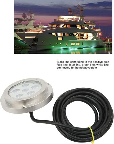Keenso Boat Underwater Light 316 Stainless Steel Marine Underwater Light 12V 24VDC IP68 6 LED RGBW 3.8in for Yachts Ships Motorboats Pool Fountain Lighting in Kuwait