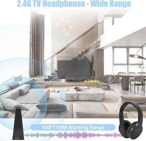 Senior Friendly Headphones with Large Buttons, Wireless TV Headphones with 2.4G Transmitter Charging Dock, Bluetooth 5.3 Headsets, Clear Sound Mode for Elderly, Compatible with TV Optical/RCA/AUX in Kuwait