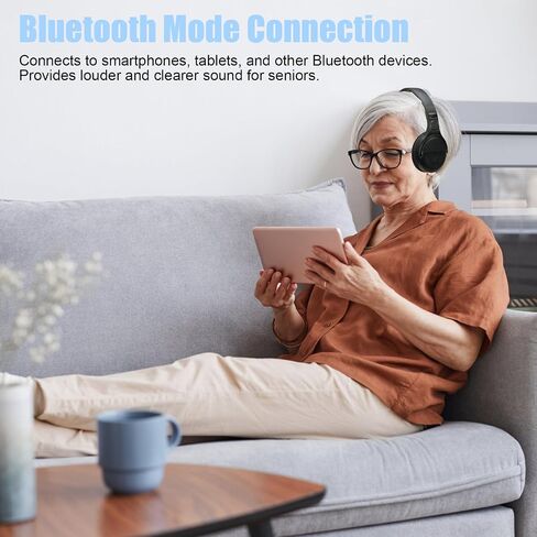 Senior Friendly Headphones with Large Buttons, Wireless TV Headphones with 2.4G Transmitter Charging Dock, Bluetooth 5.3 Headsets, Clear Sound Mode for Elderly, Compatible with TV Optical/RCA/AUX in Kuwait