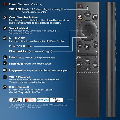Replacement for Samsung TV Remote, Universal for All 2019-2026 Samsung Remote Control for Smart TV with Voice Control in Kuwait