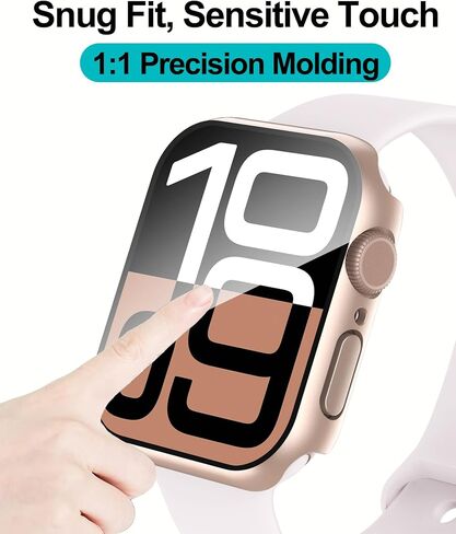 Smiling 2 Pack Case Compatible with Apple Watch Series 11 (2025)/Series 10 46mm with Tempered Glass Screen Protector, Hard PC Case Scratch-Resistant Overall Protective Cover- 1 Rose Gold + 1 Transparent in Kuwait