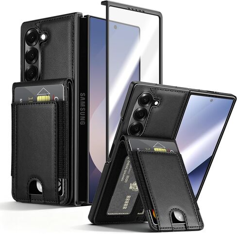 Vofolen for Samsung Galaxy Z Fold 5 Case Wallet with Card Holder Black in Saudi Arabia