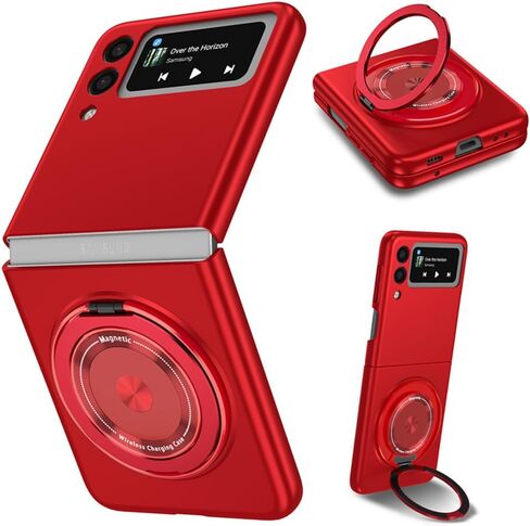 Compatible with Samsung Galaxy Z Flip 3 Case, Magnetic Hinge Protection Shockproof Hard Cover with Glass Camera Protection for Z Flip 3 (Orange) in Saudi Arabia