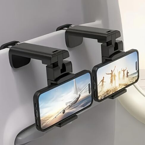 2pcs Airplane Phone Holder - 360° Rotating Durable Travel Mount,Car and Desktop Stand,Hands-Free Viewing,Ideal in Kuwait
