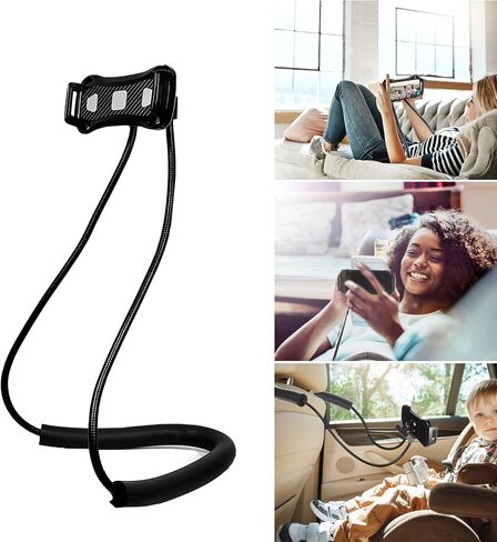 Lazy Neck Phone Holder,Cell Phone Stand for Bed Around Neck,Hand Free Flexible Tablet Holder for Bed (Spring Tube - Soft) in Kuwait