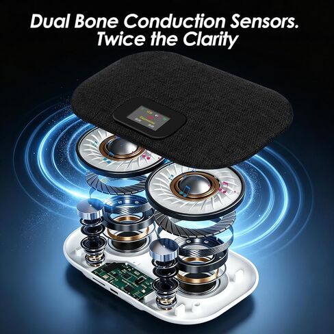 Bluetooth Pillow Speaker with LED Display, Dual Bone Conduction, Black in Kuwait