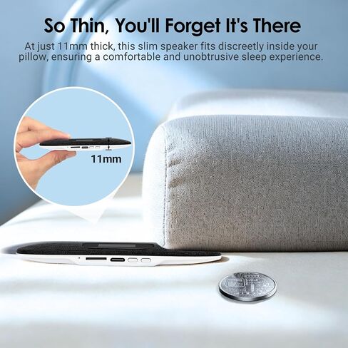 Bluetooth Pillow Speaker with LED Display, Dual Bone Conduction, Black in Kuwait