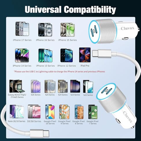 90W Car Charger USB C Fast Charge for iPhone 17 Pro Max/16/15/Android Phone in Kuwait