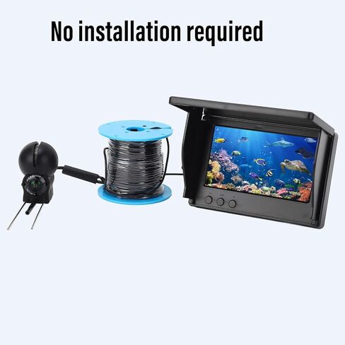 Fish Finder Camera, Ultra Wide Angle Lens 4.3 Inch Screen 1080P Underwater Fishing Camera Bright Images 5000mAh Battery with 30m Cable for Kayaking On The Lake in Kuwait
