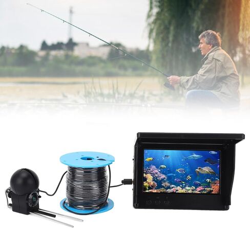 Fish Finder Camera, Ultra Wide Angle Lens 4.3 Inch Screen 1080P Underwater Fishing Camera Bright Images 5000mAh Battery with 30m Cable for Kayaking On The Lake in Kuwait