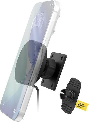 Scosche MagicMount Elite Qi2 Wireless MagSafe Car Mount Charger, 25W Magnetic Cell Phone Holder for Car with AMPS Mounting Plate and 3M Adhesive Dashboard Adapter Compatible with iPhone, Samsung in Kuwait