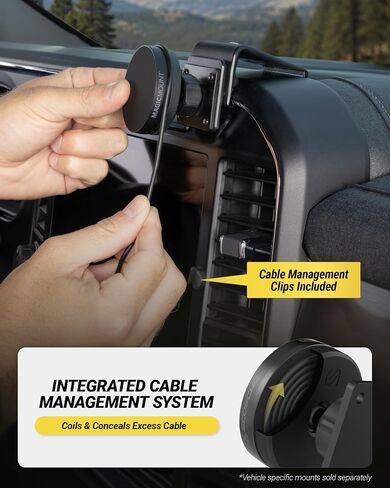 Scosche MagicMount Elite Qi2 Wireless MagSafe Car Mount Charger, 25W Magnetic Cell Phone Holder for Car with AMPS Mounting Plate and 3M Adhesive Dashboard Adapter Compatible with iPhone, Samsung in Kuwait