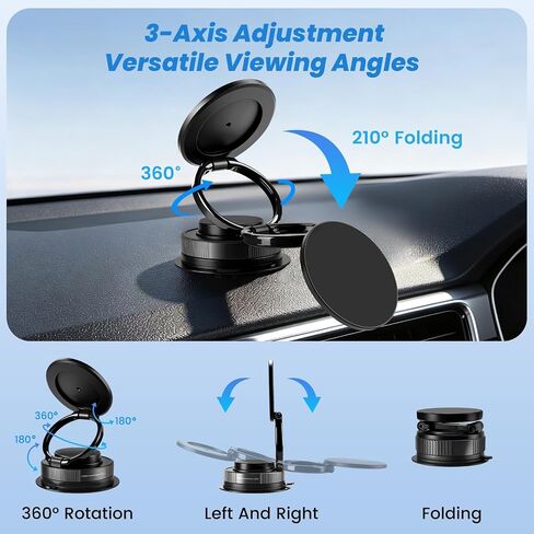 Magnetic Car Phone Holder for MagSafe Updated Strong Suction Cup Car Phone Mount for Dashboard Windshield Middle Screen 360° Rotatable & Adjustable for All the Cellphones in Saudi Arabia