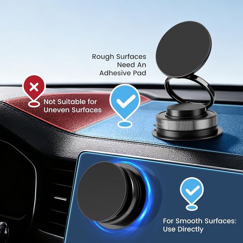 Magnetic Car Phone Holder for MagSafe Updated Strong Suction Cup Car Phone Mount for Dashboard Windshield Middle Screen 360° Rotatable & Adjustable for All the Cellphones in Saudi Arabia