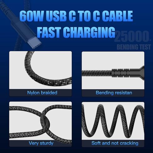 Car Charger USB C Fast Charging with 60W USB-C Cable, 78W 4 Port Metal USB Car Charger Adapter, PD QC3.0 Cigarette Lighter Adapter for iPhone 17 16 15 Pro Max, iPad, Samsung Galaxy, Android in Kuwait