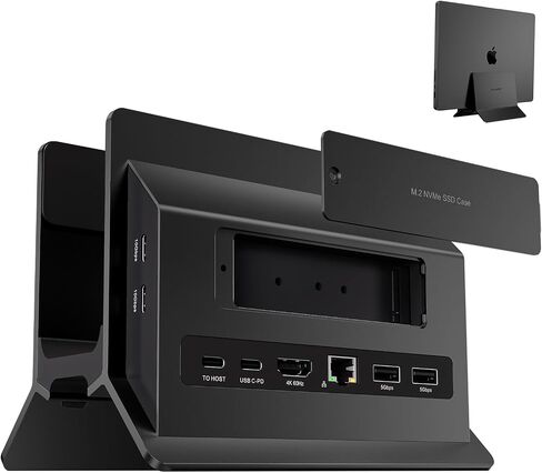 MacBook Pro Air Docking Station, Vertical USB C Laptop Docking Station with M.2 SSD Slot, HDMI 4K@60Hz, 4 USB A/C Max 10Gbps, Ethernet, SD/TF, PD Dock for MacBook/USB-C Win Laptops - Black in Kuwait