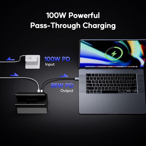 MacBook Pro Air Docking Station, Vertical USB C Laptop Docking Station with M.2 SSD Slot, HDMI 4K@60Hz, 4 USB A/C Max 10Gbps, Ethernet, SD/TF, PD Dock for MacBook/USB-C Win Laptops - Black in Kuwait
