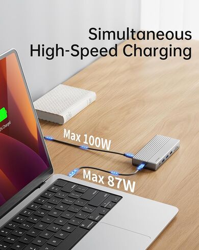Dual Monitor Docking Station, USB C Dock(11-in-1) Support Dual/Triple Display with 2 HDMI, DP, 100W PD, Ethernet, 4USB, SD/TF Card Reader, Multi-Port Laptop Dock Compatible with MacBook/Dell/HP/Lenovo in Kuwait