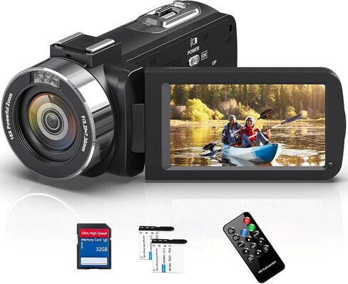 4K Camcorder Video Camera UHD 80MP IR Night Vision Vlogging Camera for YouTube,18X Digital Zoom Camcorder Recorder 3.0" IPS HD Screen with 32GB SD Card in Kuwait