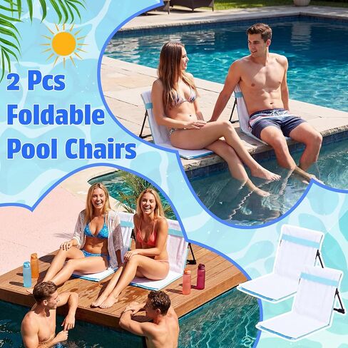 Novabright 2 Pcs Poolside Chairs for Edge of Pool Foldable Beach Chairs in Kuwait