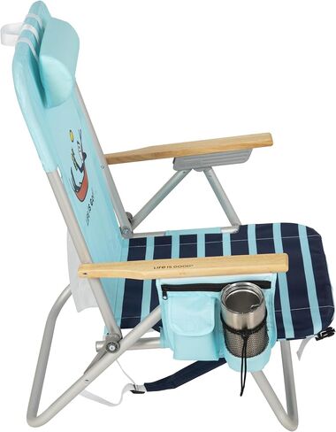 Rio Brands Life is Good 4-Position Backpack Aluminum Beach Chair with Pillow and Cup Holder in Kuwait