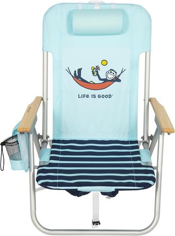 Rio Brands Life is Good 4-Position Backpack Aluminum Beach Chair with Pillow and Cup Holder in Kuwait
