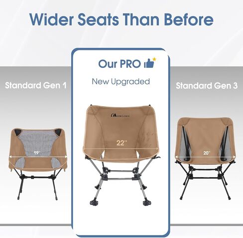 MOON LENCE Portable Camping Chair Plus, Larger & Roomier, Compact and Lightweight, Folding Chair for Backpacking Hiking Beach, Ultralight Camp Chair 330Lbs Capacity in Kuwait