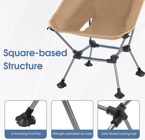 MOON LENCE Portable Camping Chair Plus, Larger & Roomier, Compact and Lightweight, Folding Chair for Backpacking Hiking Beach, Ultralight Camp Chair 330Lbs Capacity in Kuwait