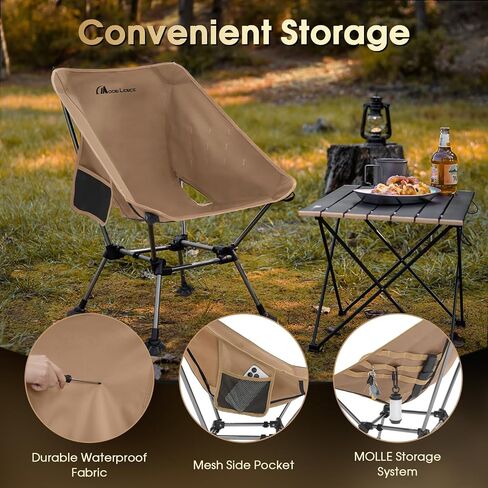 MOON LENCE Portable Camping Chair Plus, Larger & Roomier, Compact and Lightweight, Folding Chair for Backpacking Hiking Beach, Ultralight Camp Chair 330Lbs Capacity in Kuwait