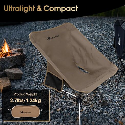 MOON LENCE Portable Camping Chair Plus, Larger & Roomier, Compact and Lightweight, Folding Chair for Backpacking Hiking Beach, Ultralight Camp Chair 330Lbs Capacity in Kuwait
