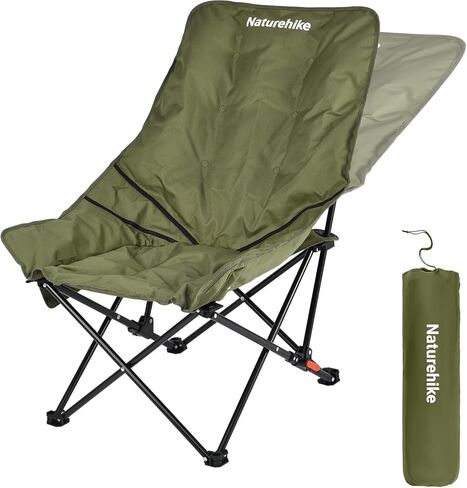 Naturehike Seastar Padded Camping Chair, Oversized 2-Position Adjustable Folding Chair, Portable Outdoor Chair with Side Pocket & Carry Bag for Camping, Hiking, Travel, Picnic, Green in Kuwait