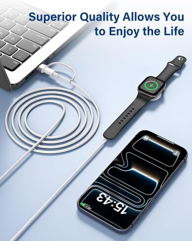 for Apple Watch Charger, 2in1 Magnetic Charging Cord for iWatch Series 1m in Kuwait