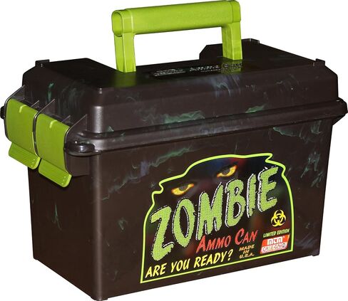 MTM AC50Z Ammo Can, 50-Caliber, Heavy-Duty Dual Latching System, Rugged Polypropylene Plastic, O-Ring Seal System, Water Resistant, Bulk Ammo Storage, USA Made, Zombie in Kuwait