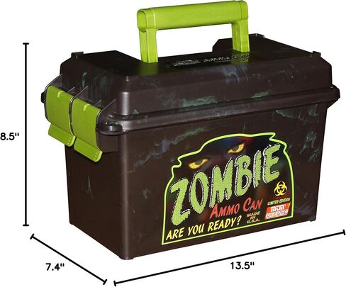 MTM AC50Z Ammo Can, 50-Caliber, Heavy-Duty Dual Latching System, Rugged Polypropylene Plastic, O-Ring Seal System, Water Resistant, Bulk Ammo Storage, USA Made, Zombie in Kuwait
