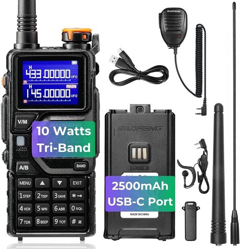 BAOFENG K5PLUS 10W Tri-Band Ham Radio with Long High Gain ANT & Speaker Mic in Kuwait