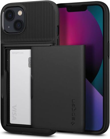 Spigen Slim Armor CS Case Compatible with iPhone 13 Card Slot - Black in Kuwait
