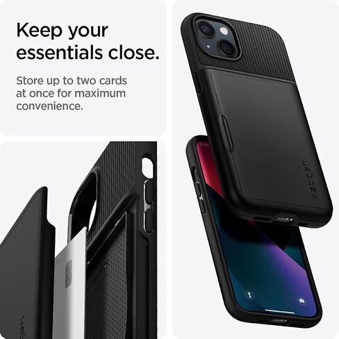 Spigen Slim Armor CS Case Compatible with iPhone 13 Card Slot - Black in Kuwait