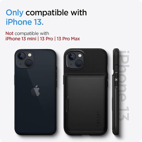 Spigen Slim Armor CS Case Compatible with iPhone 13 Card Slot - Black in Kuwait