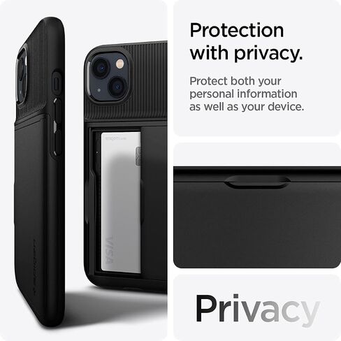 Spigen Slim Armor CS Case Compatible with iPhone 13 Card Slot - Black in Kuwait