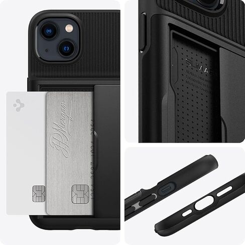 Spigen Slim Armor CS Case Compatible with iPhone 13 Card Slot - Black in Kuwait