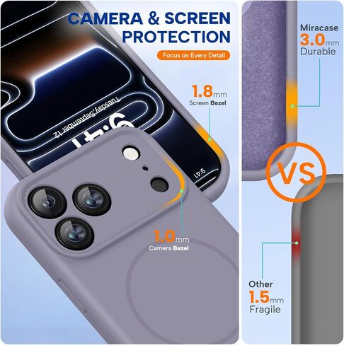 Miracase Silicone & Magnetic for iPhone 17 Pro Max Case, Lavender Gray in Kuwait