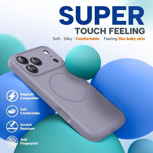 Miracase Silicone & Magnetic for iPhone 17 Pro Max Case, Lavender Gray in Kuwait