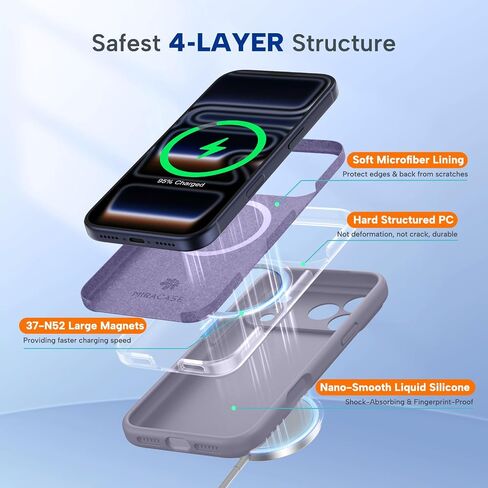 Miracase Silicone & Magnetic for iPhone 17 Pro Max Case, Lavender Gray in Kuwait