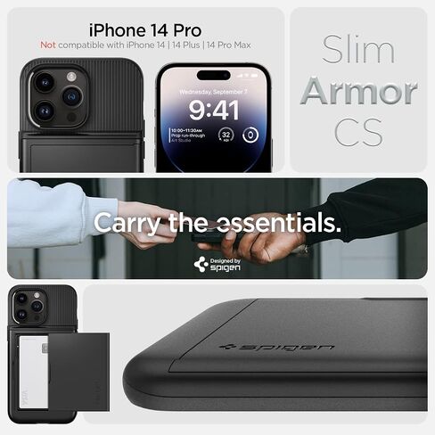 Spigen Slim Armor CS Designed for iPhone 14 Pro Case (2022) [Military-Grade Protection] - Black in Kuwait