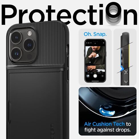 Spigen Slim Armor CS Designed for iPhone 14 Pro Case (2022) [Military-Grade Protection] - Black in Kuwait