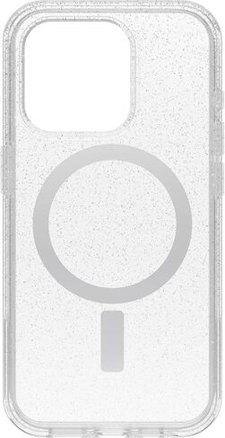 OtterBox iPhone 15 Pro (Only) Symmetry Series Clear Case - Stardust (Clear/Silver), Snaps to MagSafe, Ultra-Sleek, Raised Edges Protect Camera & Screen in Kuwait