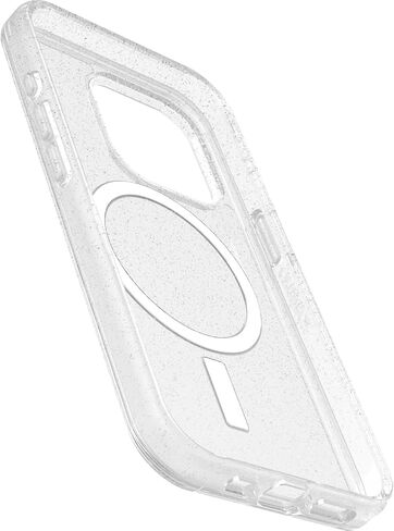 OtterBox iPhone 15 Pro (Only) Symmetry Series Clear Case - Stardust (Clear/Silver), Snaps to MagSafe, Ultra-Sleek, Raised Edges Protect Camera & Screen in Kuwait