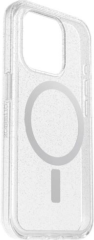 OtterBox iPhone 15 Pro (Only) Symmetry Series Clear Case - Stardust (Clear/Silver), Snaps to MagSafe, Ultra-Sleek, Raised Edges Protect Camera & Screen in Kuwait
