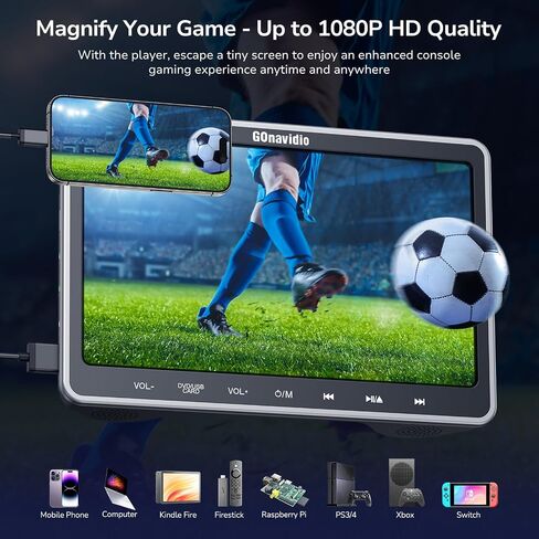GOnavidio 10.1" Dual Car DVD Player with HDMI Input Auto Suction Disc in Kuwait